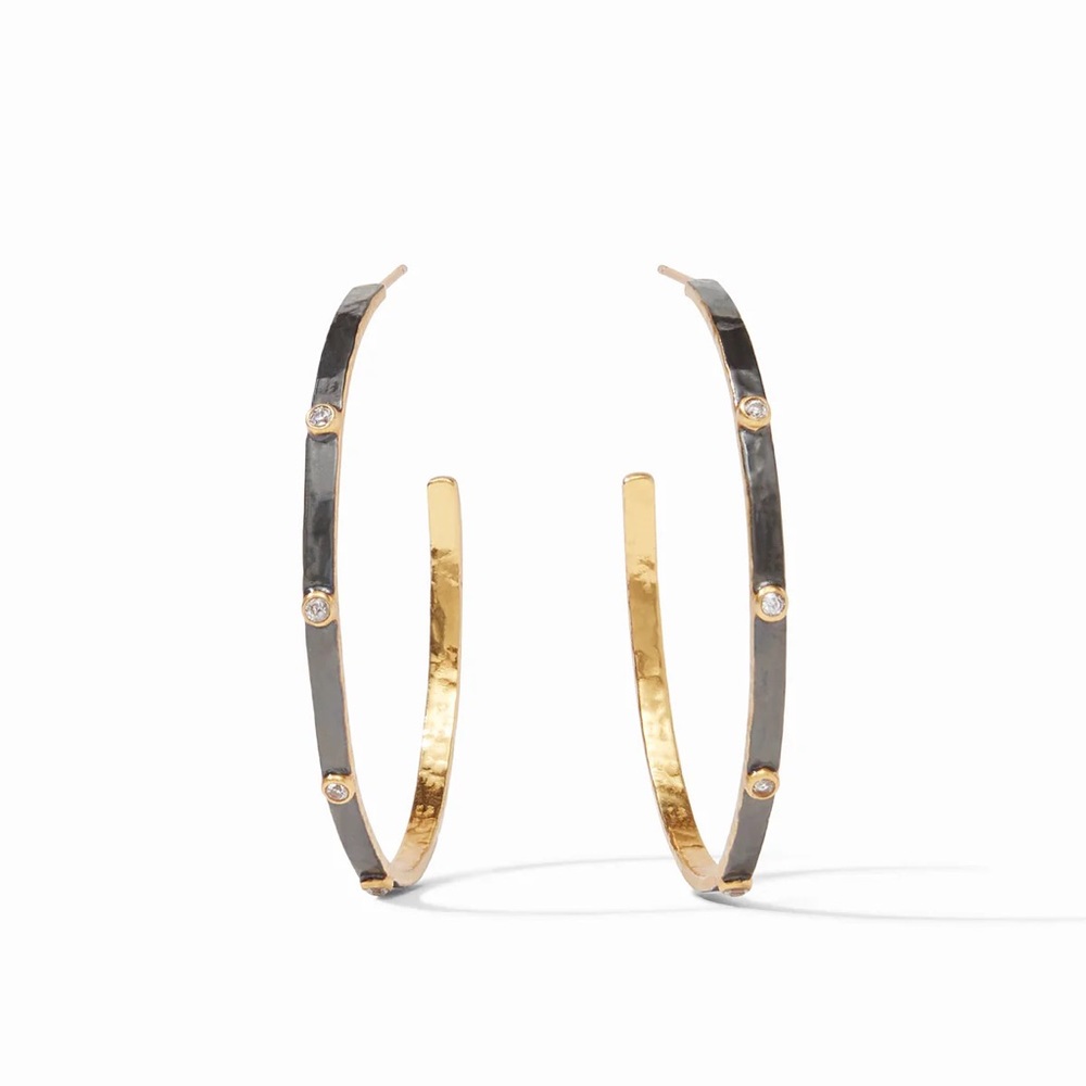 Julie Vos Crescent Stone Hoop Mixed Metal